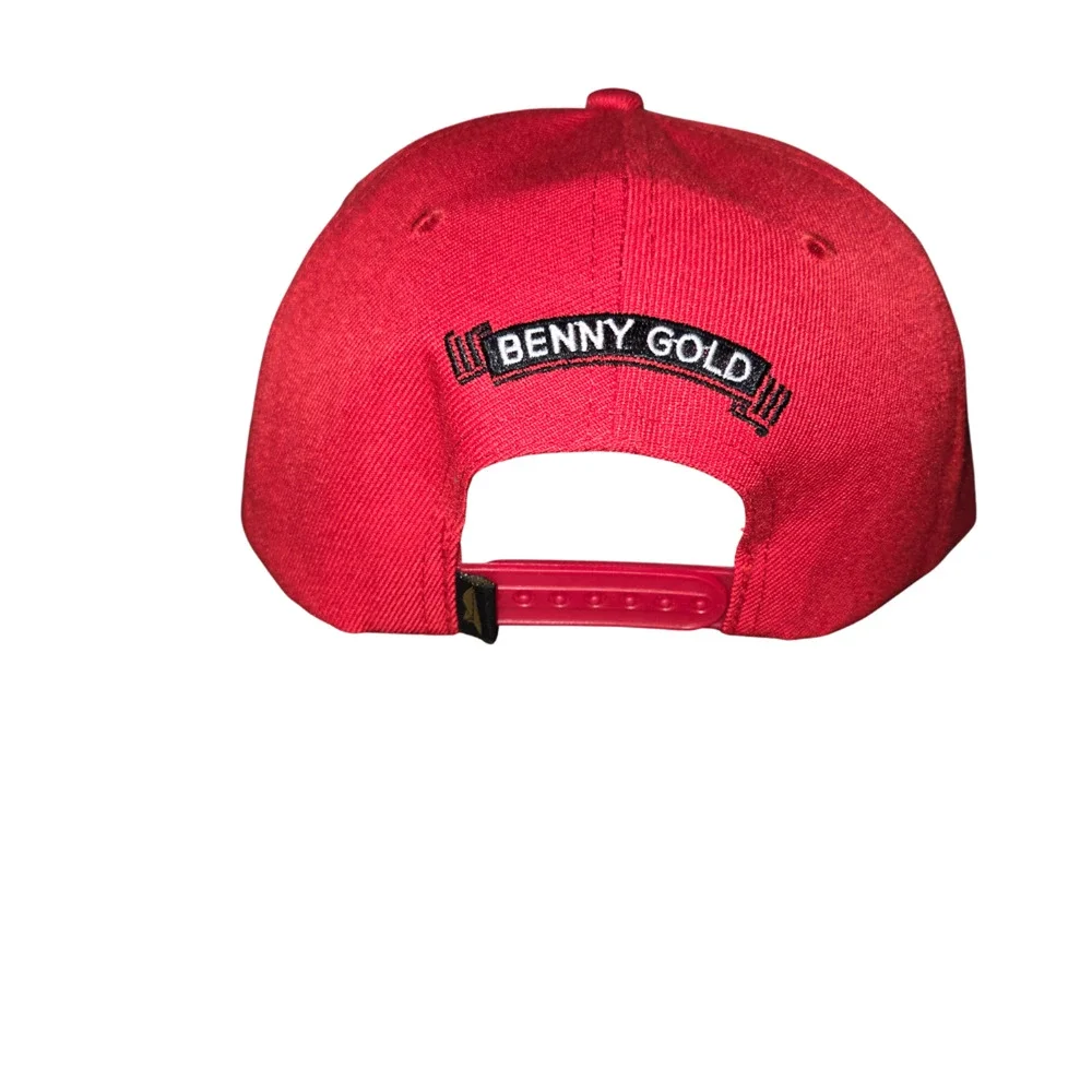 Benny Gold Paper Plane Cap Mens Red White Embroidered Adjustable Snapback Hat